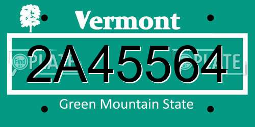 2A45564 Vermont License Plate