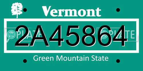 2A45864 Vermont License Plate