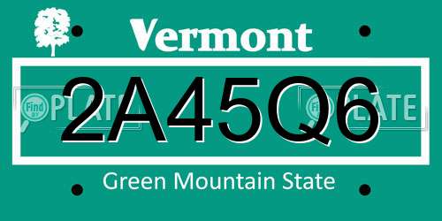 2A45Q6 Vermont License Plate