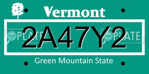 2A47Y2 Vermont License Plate