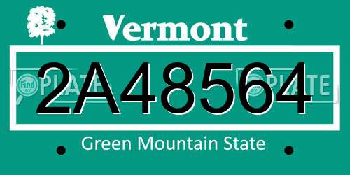 2A48564 Vermont License Plate