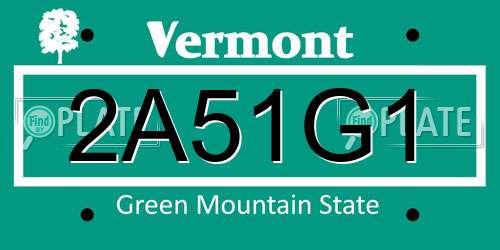2A51G1 Vermont License Plate