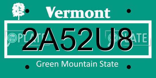 2A52U8 Vermont License Plate