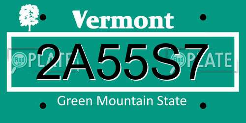 2A55S7 Vermont License Plate