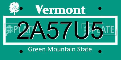 2A57U5 Vermont License Plate