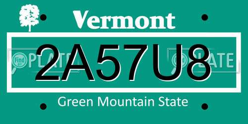 2A57U8 Vermont License Plate