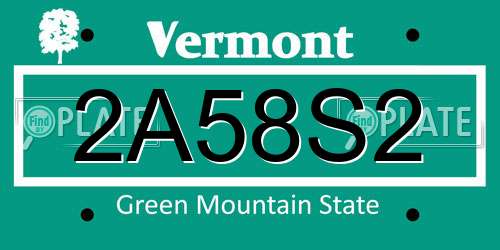 2A58S2 Vermont License Plate