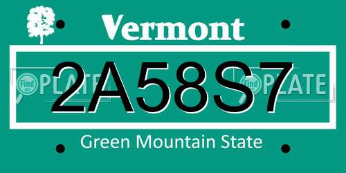 2A58S7 Vermont License Plate