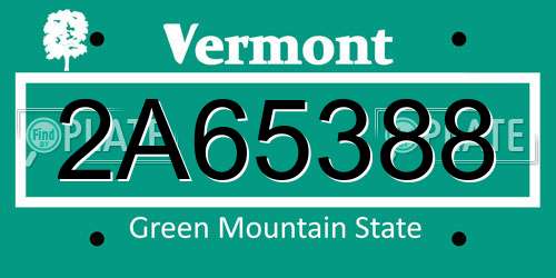 2A65388 Vermont License Plate