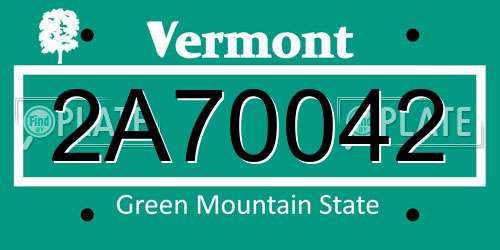2A70042 Vermont License Plate