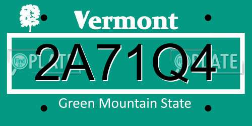 2A71Q4 Vermont License Plate
