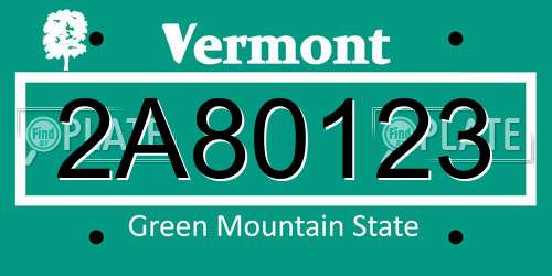 2A80123 Vermont License Plate