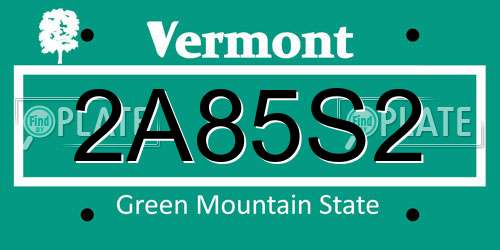 2A85S2 Vermont License Plate