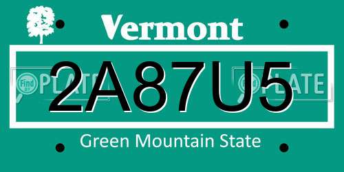 2A87U5 Vermont License Plate