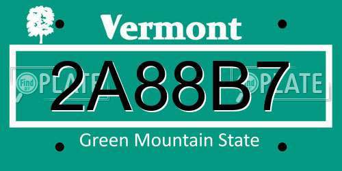 2A88B7 Vermont License Plate