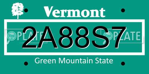 2A88S7 Vermont License Plate