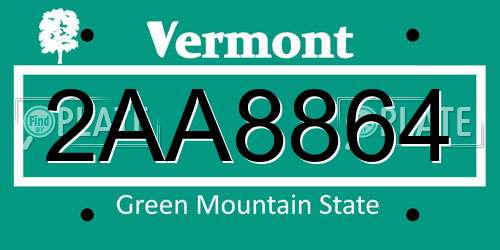 2AA8864 Vermont License Plate