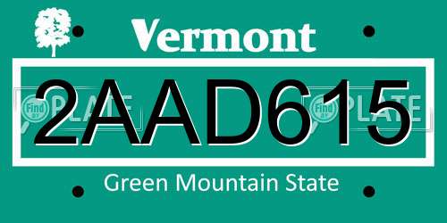 2AAD615 Vermont License Plate