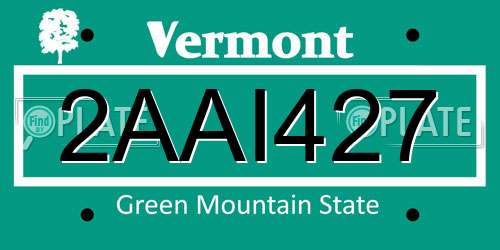 2AAI427 Vermont License Plate