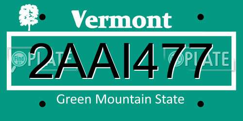 2AAI477 Vermont License Plate