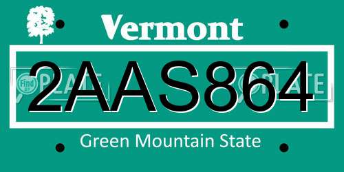 2AAS864 Vermont License Plate