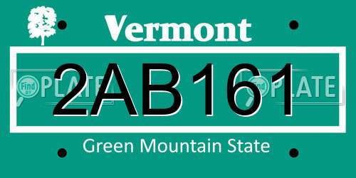 2AB161 Vermont License Plate