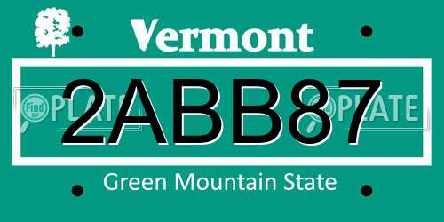 2ABB87 Vermont License Plate