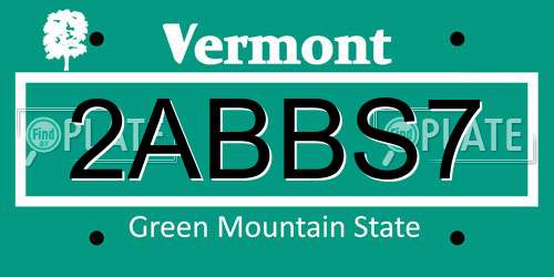 2ABBS7 Vermont License Plate