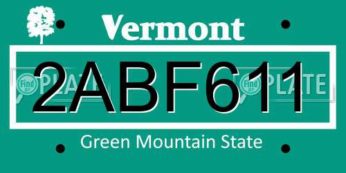 2ABF611 Vermont License Plate