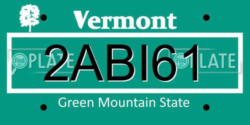 2ABI61 Vermont License Plate