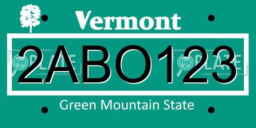 2ABO123 Vermont License Plate