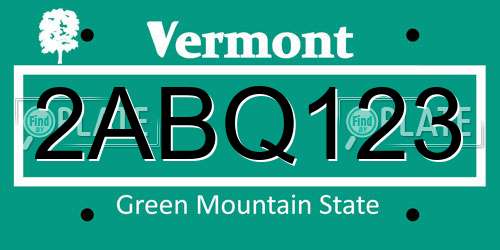 2ABQ123 Vermont License Plate