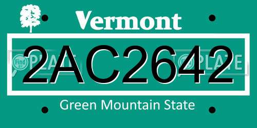 2AC2642 Vermont License Plate