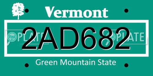 2AD682 Vermont License Plate