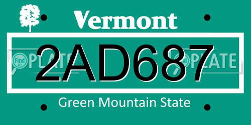 2AD687 Vermont License Plate