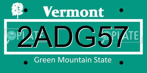 2ADG57 Vermont License Plate