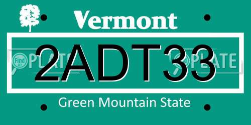 2ADT33 Vermont License Plate