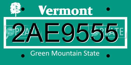 2AE9555 Vermont License Plate