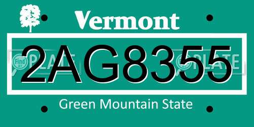 2AG8355 Vermont License Plate