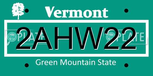 2AHW22 Vermont License Plate