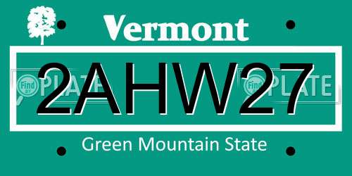 2AHW27 Vermont License Plate