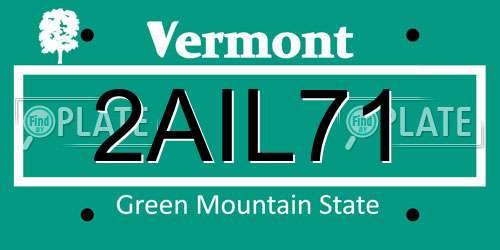 2AIL71 Vermont License Plate