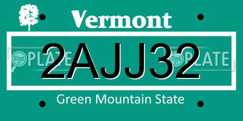 2AJJ32 Vermont License Plate