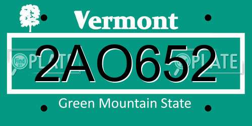 2AO652 Vermont License Plate