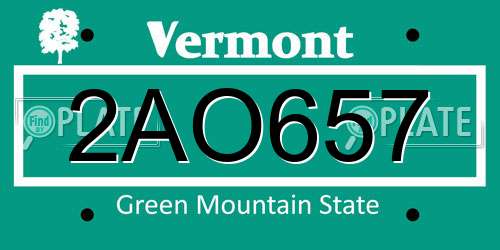 2AO657 Vermont License Plate