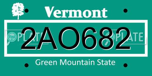 2AO682 Vermont License Plate