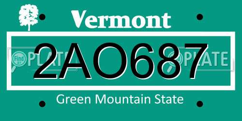 2AO687 Vermont License Plate