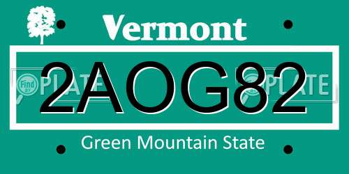 2AOG82 Vermont License Plate