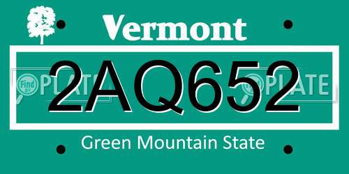 2AQ652 Vermont License Plate