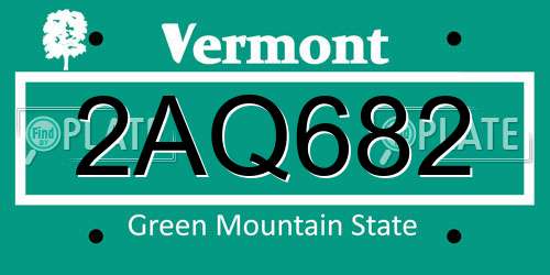 2AQ682 Vermont License Plate